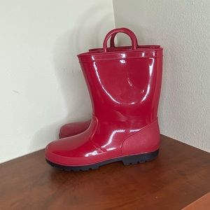 Youth Big Kid Rubber Rain Boots, Size 2, Red